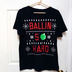AEO Ballin S Hard Christmas Lightweight Tee Shirt